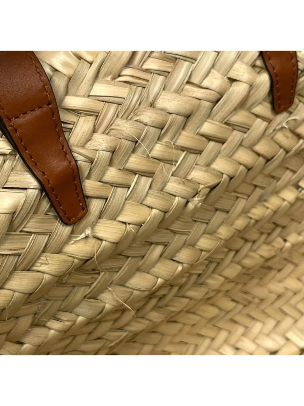 Celine Classic Pannier Tote Basket 2-Way Raffia Natural Brown